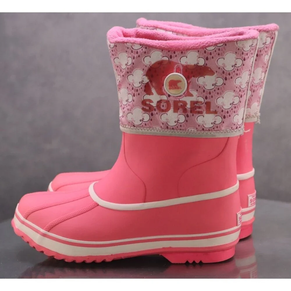 Sorel Rainbou Girl Kid's Waterproof Rain Boots Size 6 Pink